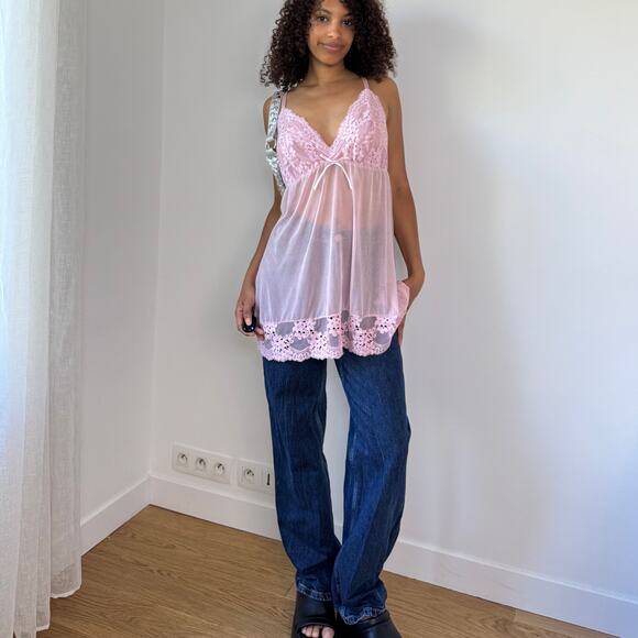 Vintage Pink Lace Babydoll Cami (M/L) - Picture 2 of 11